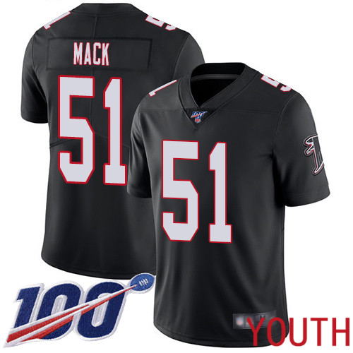 Atlanta Falcons Limited Black Youth Alex Mack Alternate Jersey NFL Football #51 100th Season Vapor Untouchable->atlanta falcons->NFL Jersey